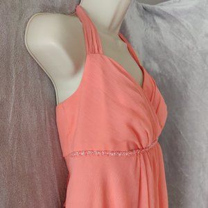 Coral David’s Bridal Halter Dress Size 10
